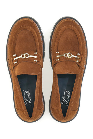 Cognacfarbene Mokassins aus echtem Leder im Pittarello-Look 2546058
