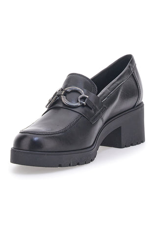Schwarzer Mokassin mit Pittarello-Glam-Absatz 85145