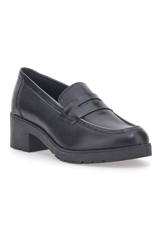 Pittarello Glam Mokassin aus schwarzem Leder 85035