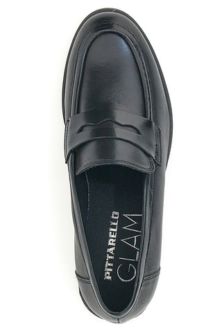 Pittarello Glam Mokassin aus schwarzem Leder 85035