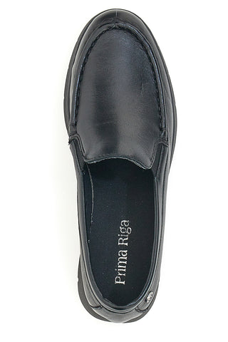 Mocassini Neri Vera Pelle Prima Riga 640066
