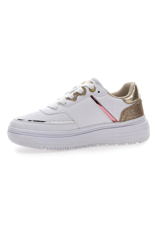 Sneakers Bianche e Oro Soprani City Pu Mirror Glitter