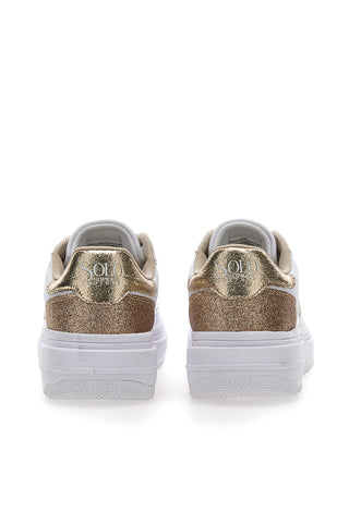 Sneakers Bianche e Oro Soprani City Pu Mirror Glitter