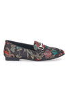 Schwarze Slipper mit Blumen Le Havre Paris 23546