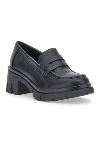 Schwarze Mokassins mit Absatz Galia 91179