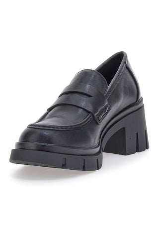 Schwarze Mokassins mit Absatz Galia 91179