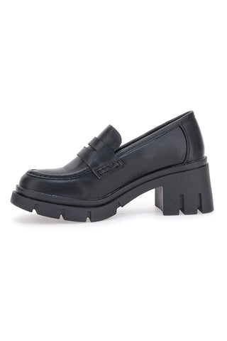 Schwarze Mokassins mit Absatz Galia 91179