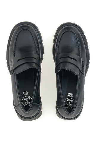 Schwarze Mokassins mit Absatz Galia 91179