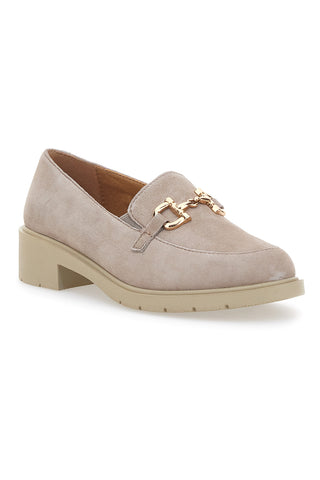 Beige Mokassins mit goldenem Bit Mio Tempo 21216