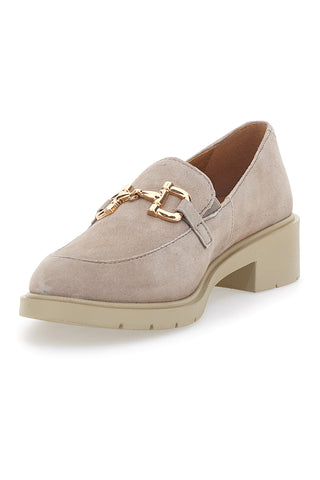 Beige Mokassins mit goldenem Bit Mio Tempo 21216