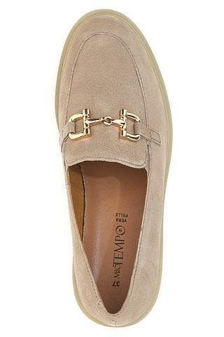 Beige Mokassins mit goldenem Bit Mio Tempo 21216