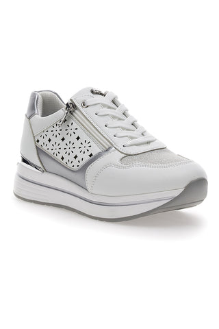 Sneakers mit Plateau Weiß und Blau 372 IN