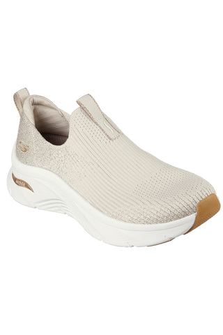 Beige Skechers Arch Fit D'Lux Walker Glimmer Dust Sneakers