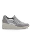 Silberne Ledersneaker mit Keilabsatz IMac 555730
