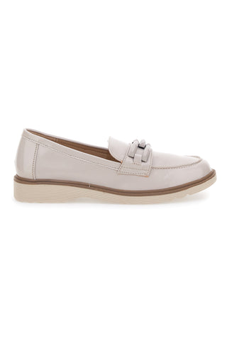 Glänzender beige Loafer mit Kette Le Havre Paris 526817