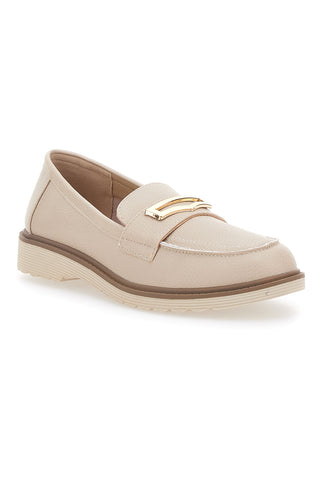Mocassino Beige con Morsetto Color Oro Le Havre Paris 3202121