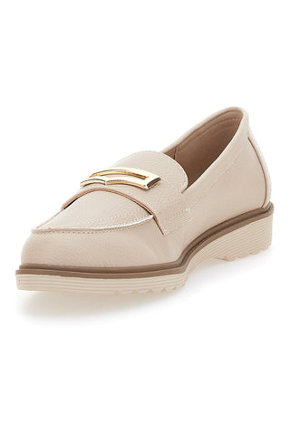 Mocassino Beige con Morsetto Color Oro Le Havre Paris 3202121