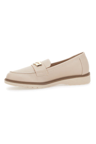 Mocassino Beige con Morsetto Color Oro Le Havre Paris 3202121