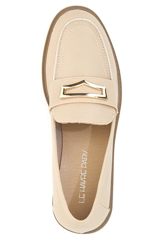 Mocassino Beige con Morsetto Color Oro Le Havre Paris 3202121