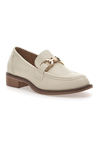 Beige Damen-Loafer mit goldenem Bit Le Havre Paris 1133