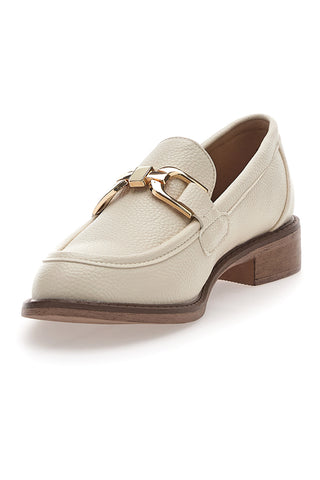 Beige Damen-Loafer mit goldenem Bit Le Havre Paris 1133