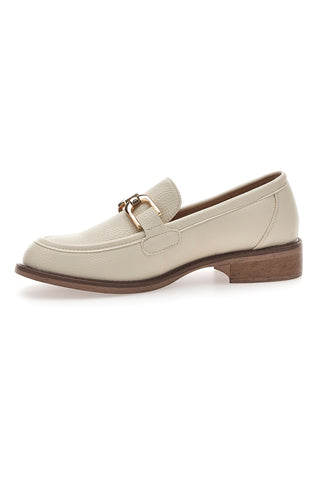 Beige Damen-Loafer mit goldenem Bit Le Havre Paris 1133