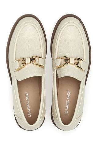 Beige Damen-Loafer mit goldenem Bit Le Havre Paris 1133
