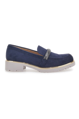 Blauer Mokassin mit Strassriemen Le Havre Paris 233184