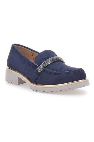 Blauer Mokassin mit Strassriemen Le Havre Paris 233184