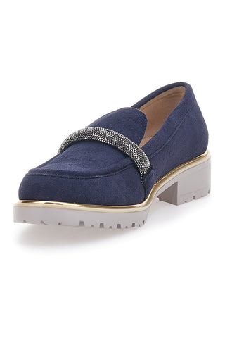 Blauer Mokassin mit Strassriemen Le Havre Paris 233184