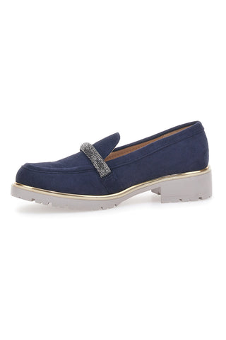 Blauer Mokassin mit Strassriemen Le Havre Paris 233184