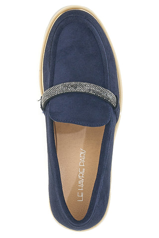 Blauer Mokassin mit Strassriemen Le Havre Paris 233184