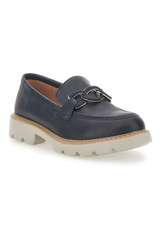 Mocassino Nero con Catenella e Suola Carrarmato Le Havre Paris 602915