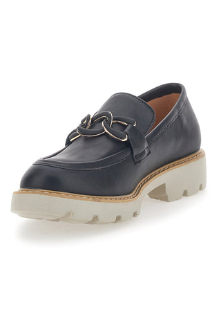 Mocassino Nero con Catenella e Suola Carrarmato Le Havre Paris 602915