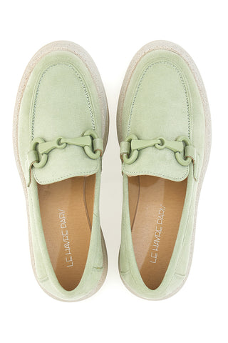 Mocassini Verde Pastello Con Morsetto Le Havre Paris 230052