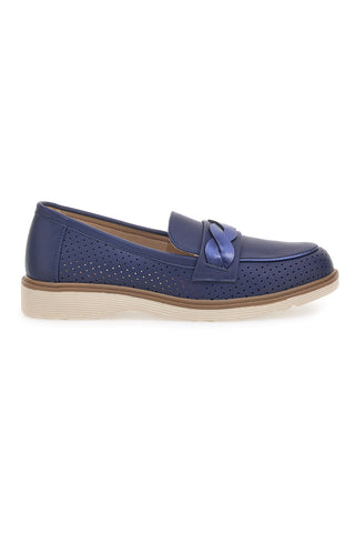 Le Havre Paris Perforierter blauer Mokassin 526819