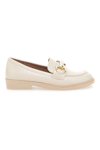 Beige Mokassins mit Goldbit Talemi 2401