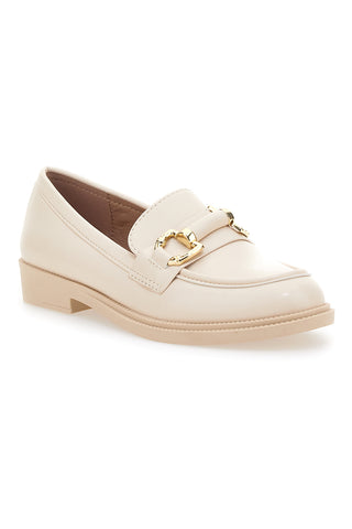 Mocassini Beige con Morsetto Oro Talemi 2401