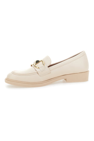 Mocassini Beige con Morsetto Oro Talemi 2401