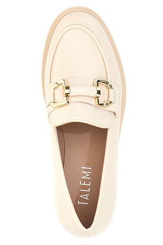 Mocassini Beige con Morsetto Oro Talemi 2401