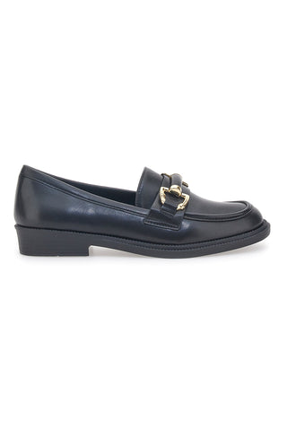 Schwarze Slipper mit goldenem Gebiss Talemi 2402