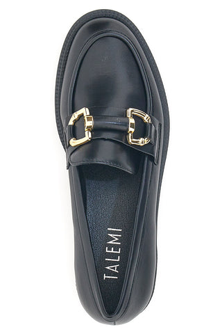 Mocassini Neri con Morsetto Oro Talemi 2402