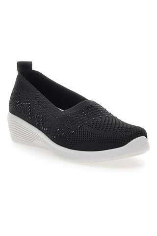 Schwarze Slip-On-Sneaker mit Strasssteinen Me & Me 090246