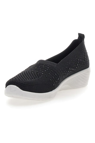 Schwarze Slip-On-Sneaker mit Strasssteinen Me & Me 090246
