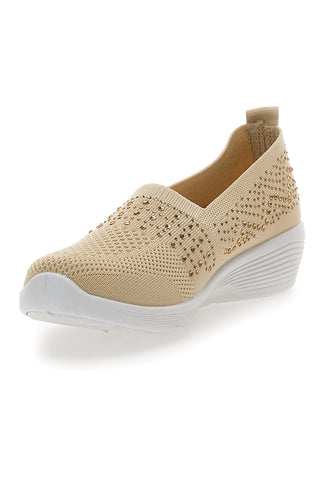 Beige Slip-On-Sneaker mit Strasssteinen Me & Me 090245