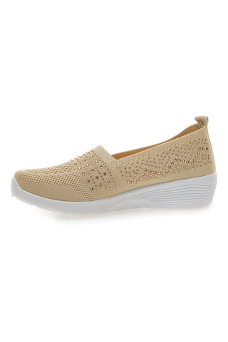 Beige Slip-On-Sneaker mit Strasssteinen Me & Me 090245