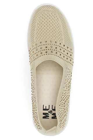 Beige Slip-On-Sneaker mit Strasssteinen Me & Me 090245