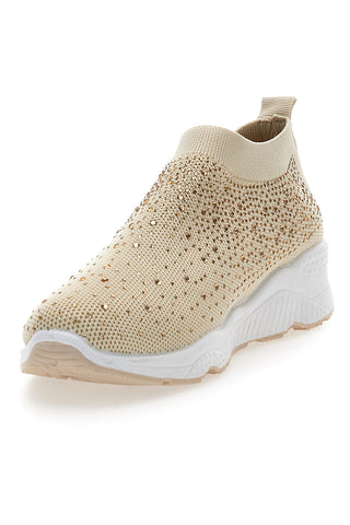 Beige Slip-On-Sneaker mit Strasssteinen Me & Me 090263
