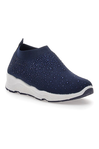 Blaue Slip-On-Sneaker mit Strasssteinen Me & Me 090264
