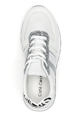 Sneakers Bianche Con Dettagli Argento Cafe' Cost 206